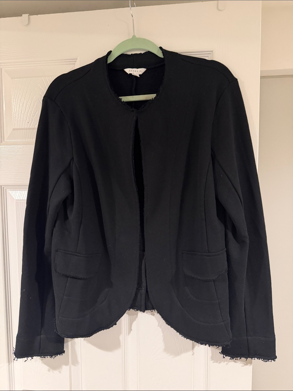 Danskin Black Knit Open-Front Frayed Women's Blazer Jacket